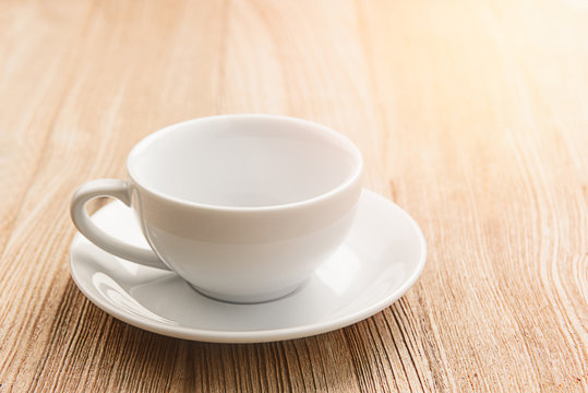 coffee cup empty on wood background