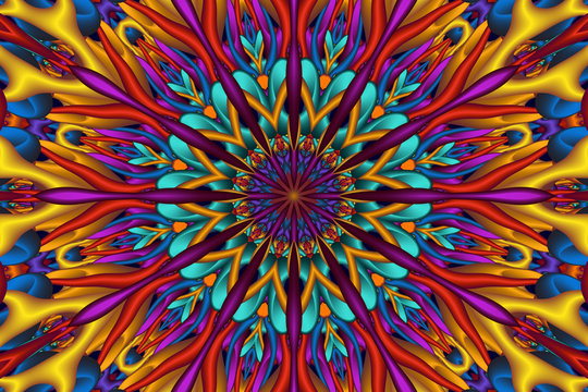 Colorful glossy 3D fractal mandala