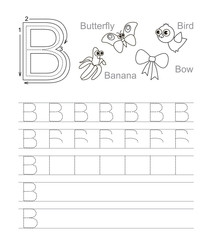 Letter B. Learn handwriting.