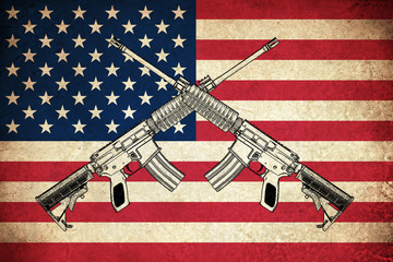 Grunge Flag of USA with guns