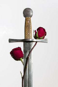 Roses Embracing Medieval Sword