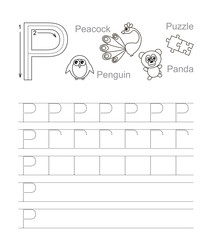 Letter P. Learn handwriting.