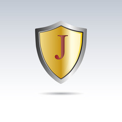 Vector shield initial letter J