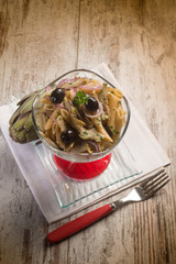 pasta with artichoke and black olives