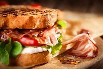 BLT Sandwich  - close up - selective focus