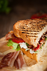BLT Sandwich on dark background
