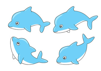 Set of cute little dolphins