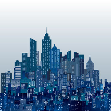 blue city skyscrapers