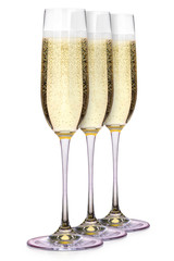 Glasses of champagne isolated on a white 