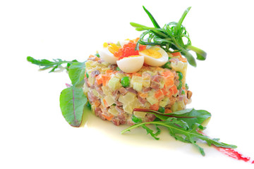Olivier with red caviar and egg