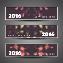 Set of Horizontal New Year Banners - 2016 Dotted Version
