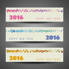 Naklejka premium Set of Horizontal New Year Banners - 2016 Dotted Version