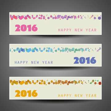 Set of Horizontal New Year Banners - 2016 Dotted Version