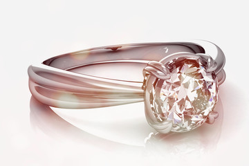 Diamond wedding rings on white background