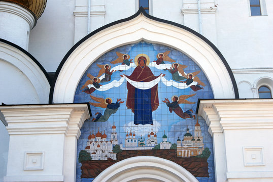 Assumption church facade. Architecrure of Yaroslavl, Russia.