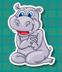 Cute hippo sitting on floor