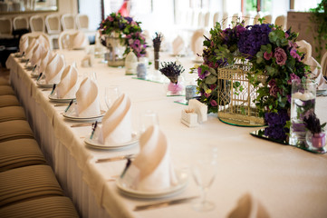 table set with  blank cards for guest names.
