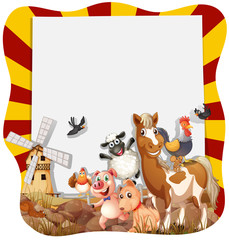 Fototapeta premium Farm animals around the frame
