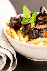 Fusilli with mushrooms
