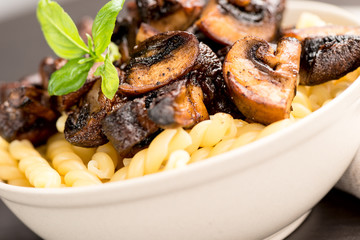 Fusilli with mushrooms