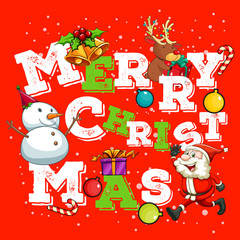 Christmas card with Santa and snowman