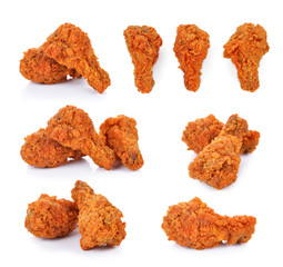 Fried chicken isolated white background