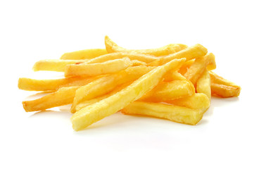 a pile of french fries isolated on white