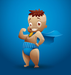 Vector super baby boy on a blue background. 