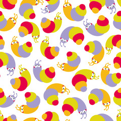 Cute seamless pattern with small snails.