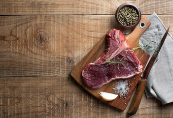 raw T-bone steak