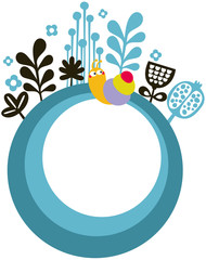 Banner with snail and flowers.