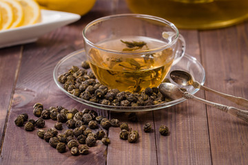 Cup with green tea