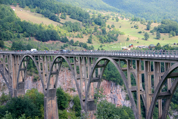 Djurdjevic bridge, Montenegro. Canyon. Tara bridge
