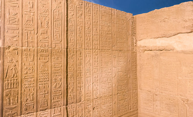 Old calendar carved in hieroglyphs on the walls of Kom Ombo Temple, Kom Ombo, Egypt
