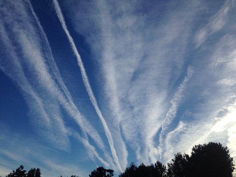 morning blue sky striped with clouds - Powered by Adobe