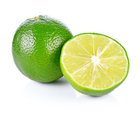 Limes with slices  isolated on white background