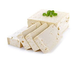 tofu cheese on white background