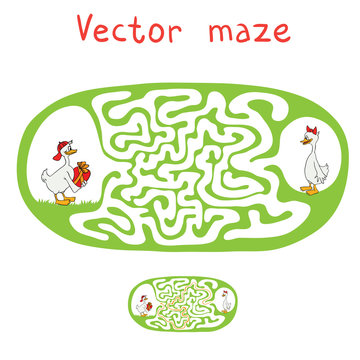 Vector Maze, Labyrinth with ducks