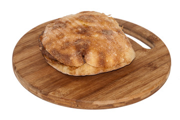 Serbian hamburger with minced meat on the wooden board