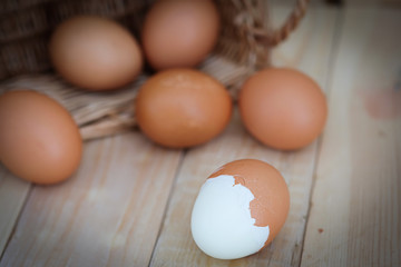 egg on the wood floor