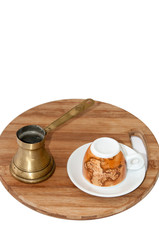 Pair of coffee mugs with turkish cooking utensil