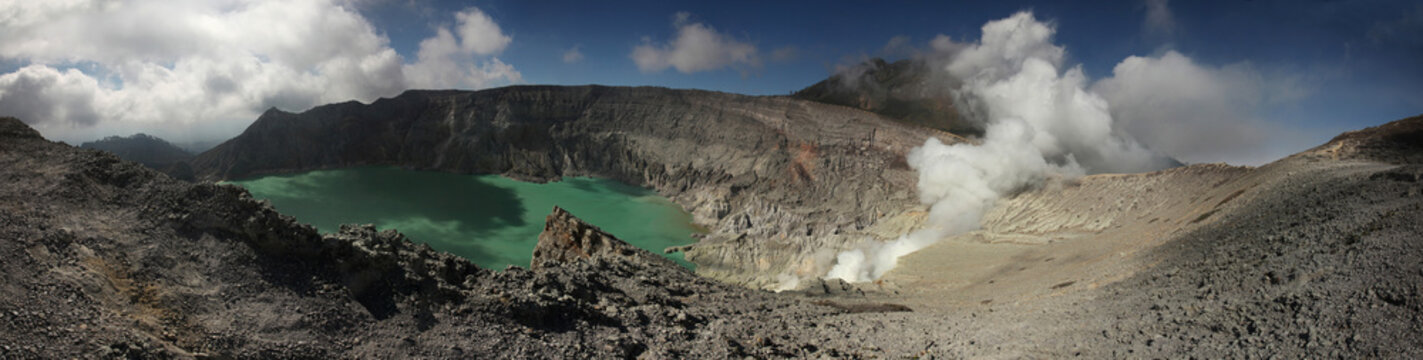 Acid Lake In Kawah Ijen, East Java, Indonesia.