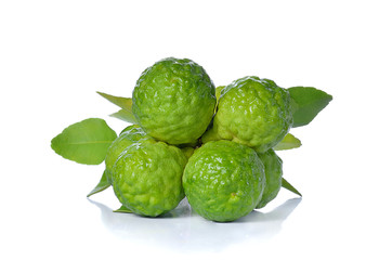 Kaffir lime on white background