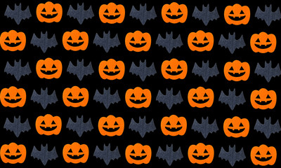 Set of pumpkins and Bats