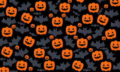 Set of pumpkins and Bats