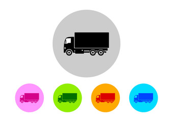 Colorful truck icons on white background