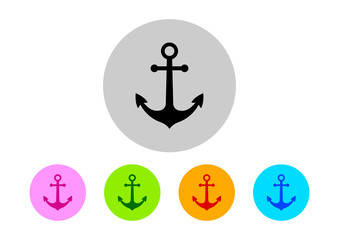 Colorful anchor icons on white background