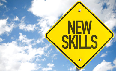 New Skills sign with sky background