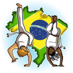 Brazilian People Playing Capoeira Martial Arts in Brazil