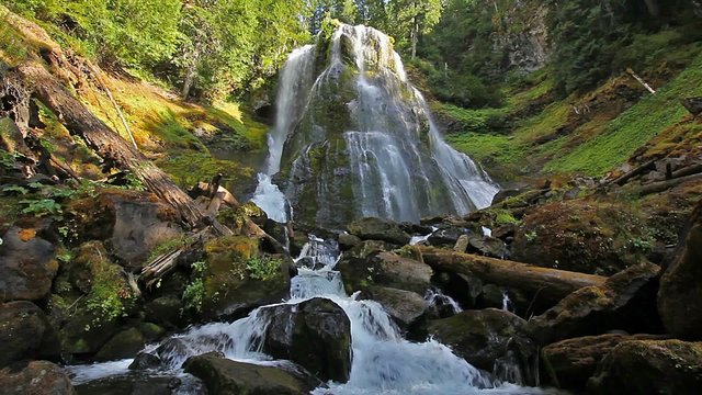 High Definition Movie with Water Audio Sound of Majestic Falls Creek Falls in Skamania County Washington State in Scenic Pacific Northwest 1920x1080